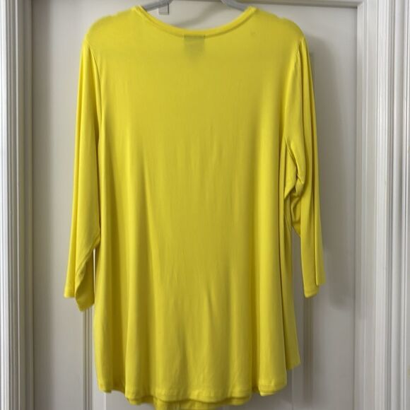 Women's JM Collection bright yellow three-quarter sleeve top NWT - Picture 2 of 7